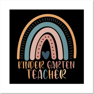 Boho Rainbow Kindergarten Teacher Kinder Back to School Posters and Art